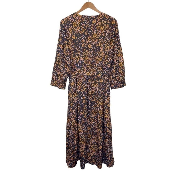 Vera Moda Curve Sandra Henna 7/8 Faux Midi Wrap Dress Sleeve Floral Print NWT - Picture 3 of 15